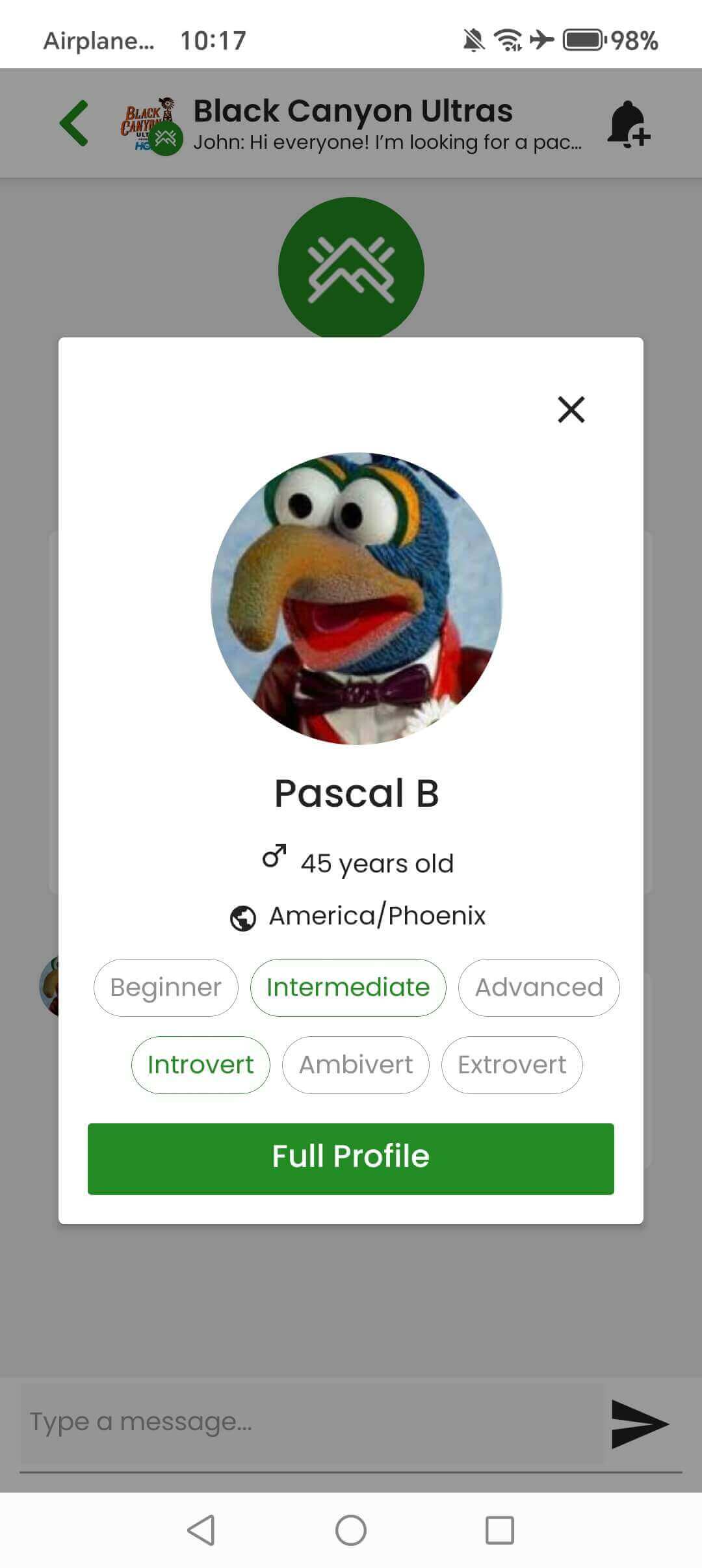Run Square App Profile Modal